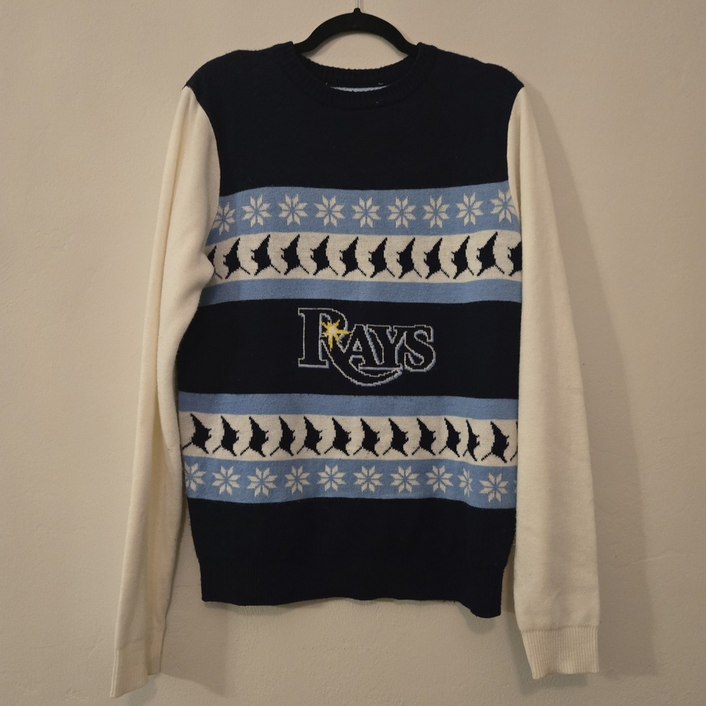 MLB Tampa Bay Rays Ugly Christmas Sweater Forever Collectibles Adult Size Medium